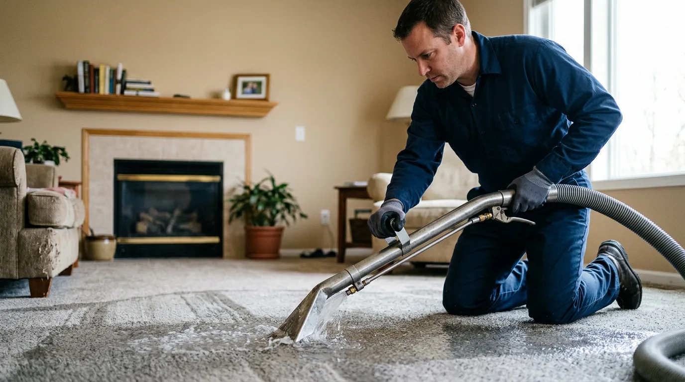 Water damage restoration technician working near Lehigh Acres, FL